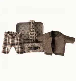 Maileg - Jacket, Pants & Tie in Suitcase - Grandpa Mouse