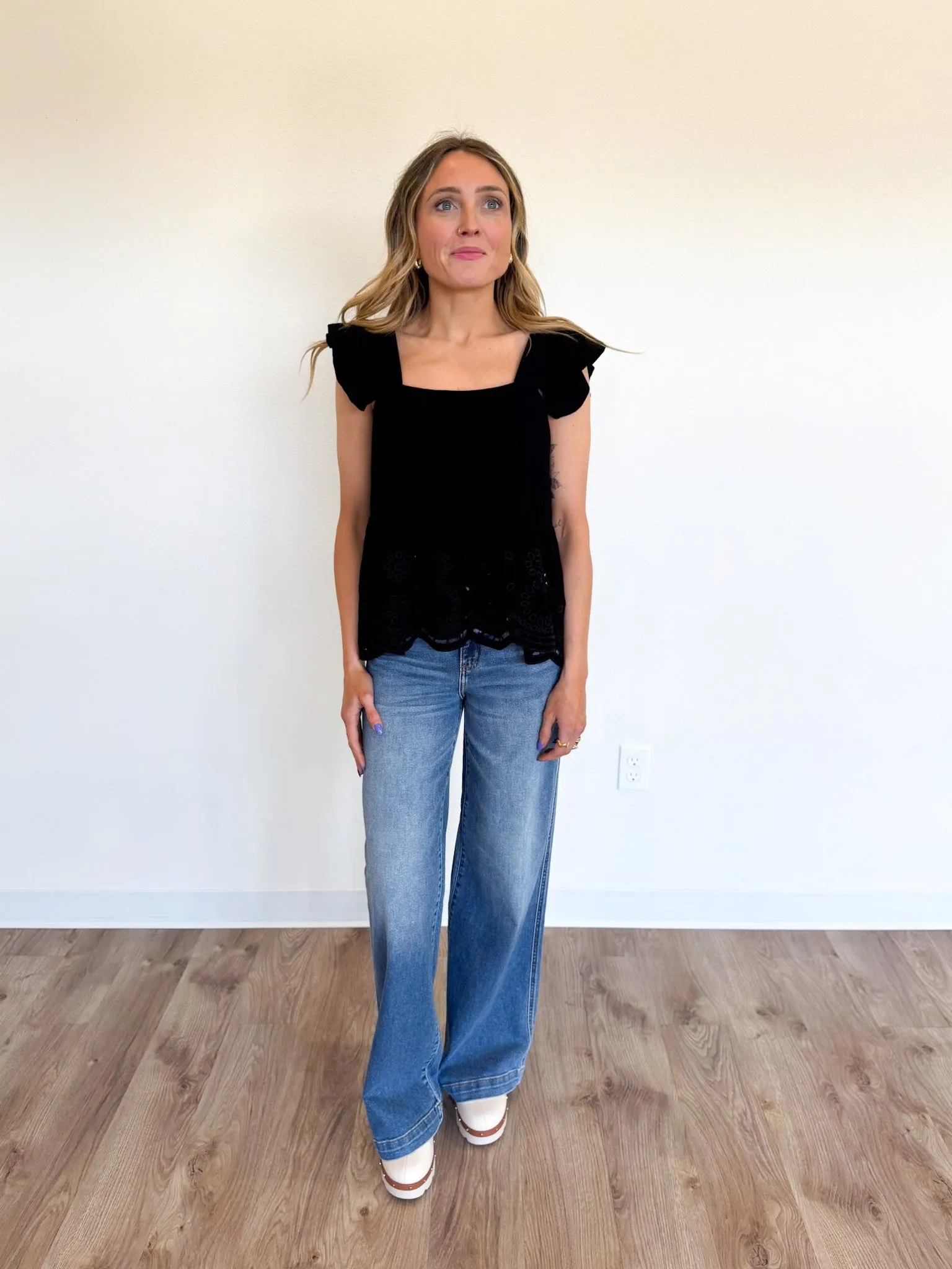 Malti Eyelet Top in Black