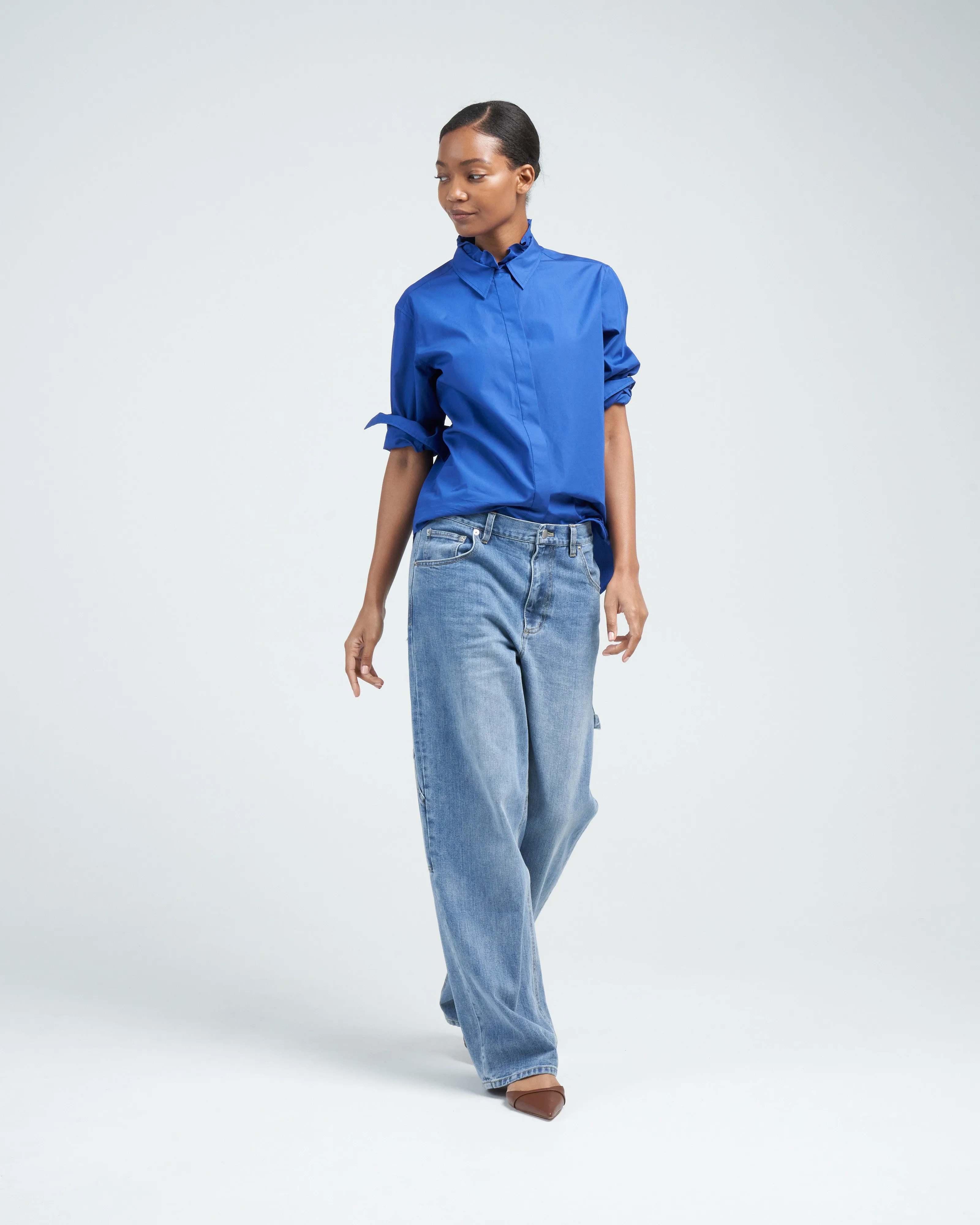 man's shirt w/ frill - deep blue