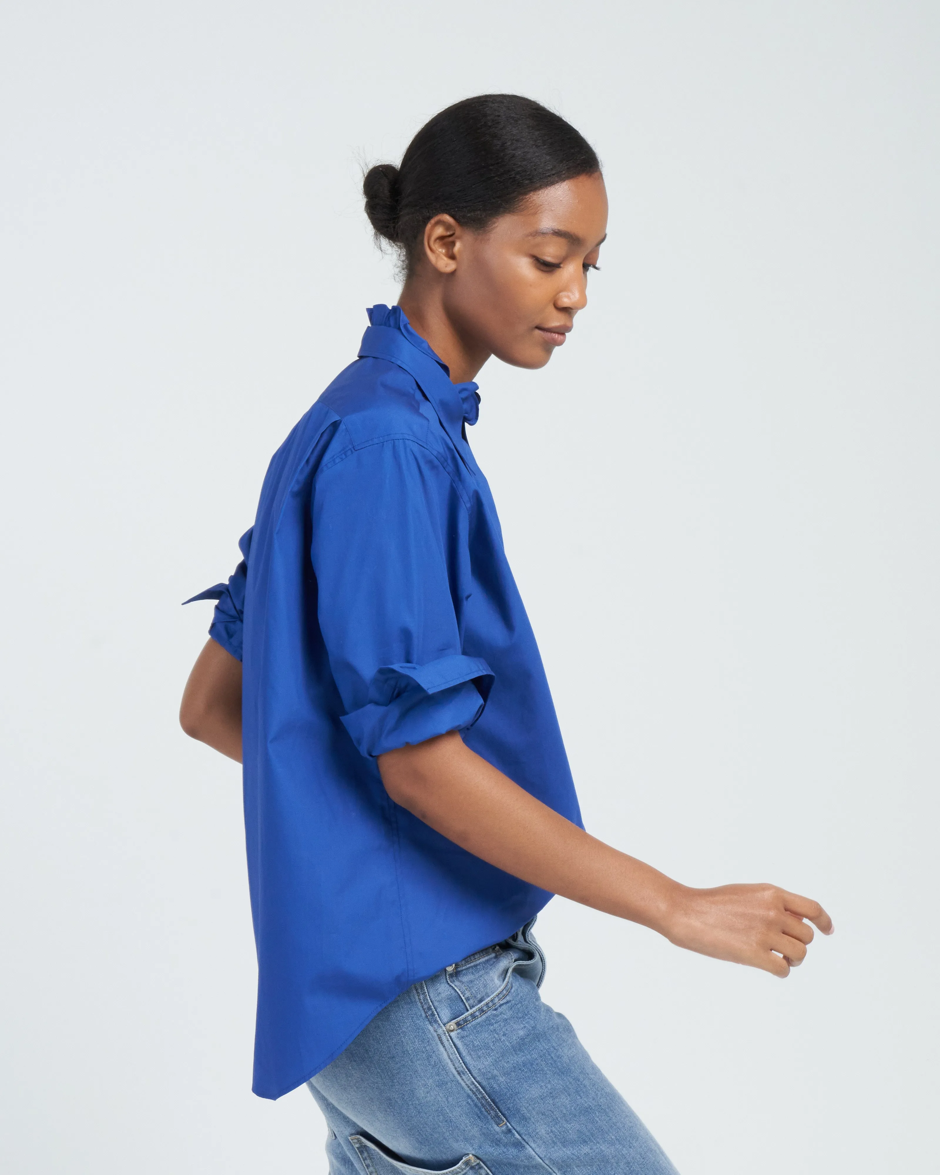 man's shirt w/ frill - deep blue