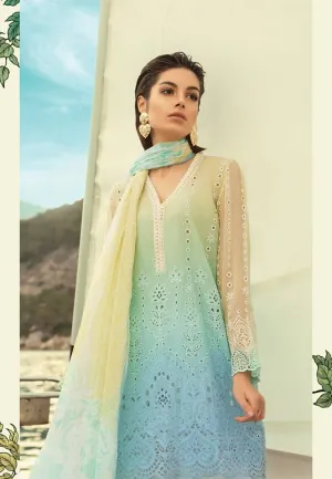 Maria b. Summer 2019 Cotton-Lawn Yellow-Blue Embroidery Suit