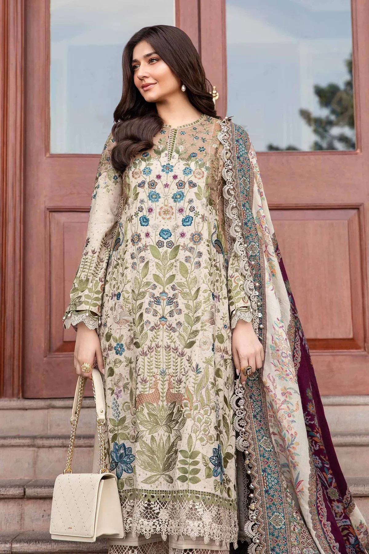 Maria.B Summer Luxe Lawn 3 Piece Unstitched Embroidered Suit DL-1211