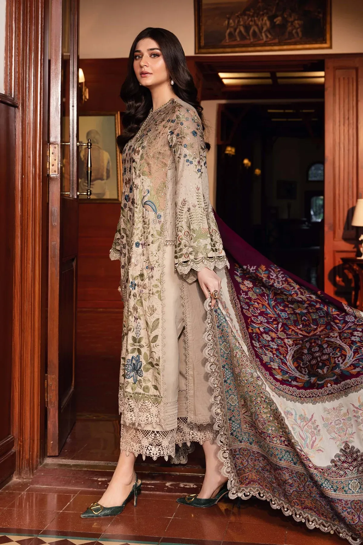 Maria.B Summer Luxe Lawn 3 Piece Unstitched Embroidered Suit DL-1211