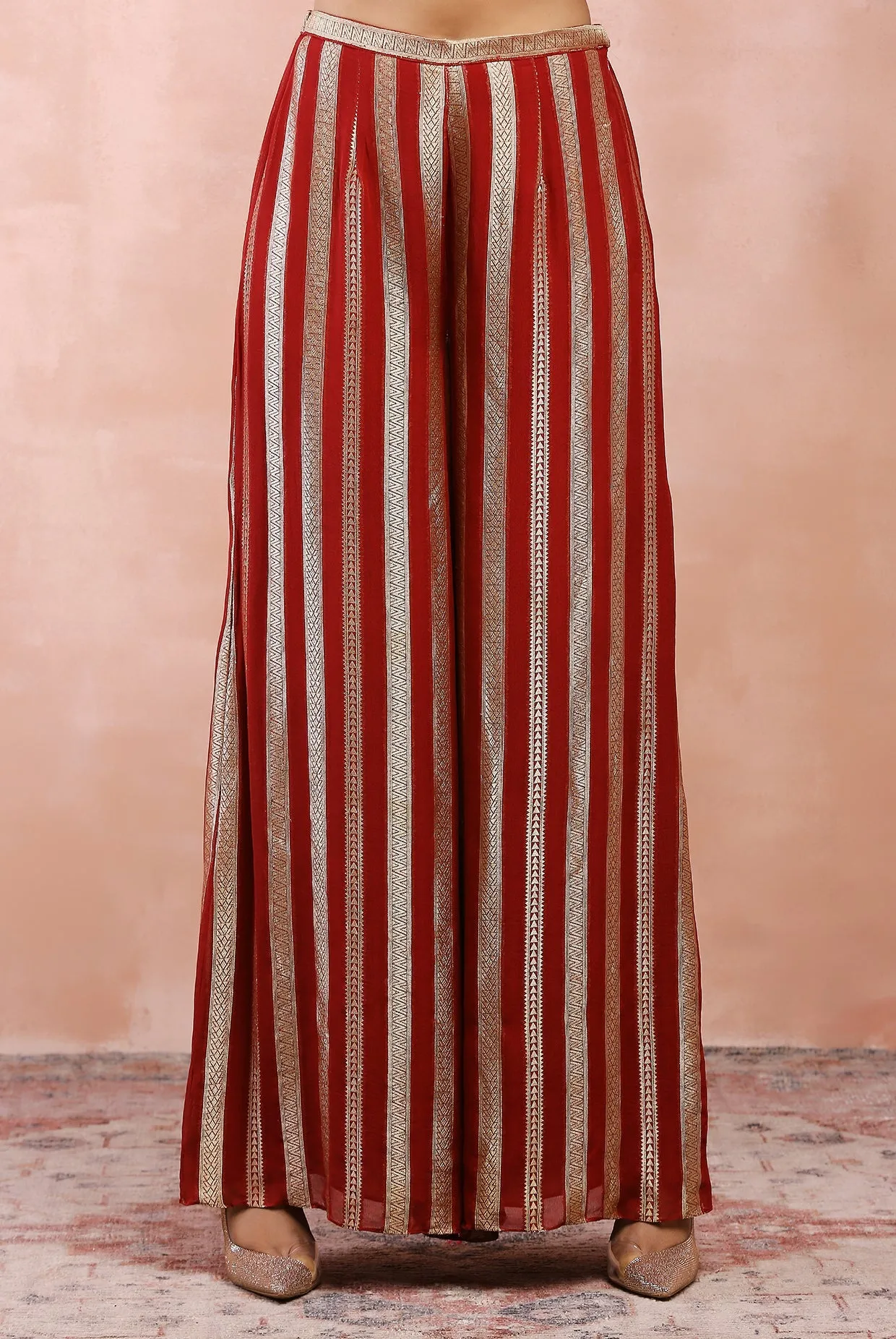 MAROON EMBROIDERED ANARKALI WITH PALAZZO AND DUPATTA - Ready To Ship