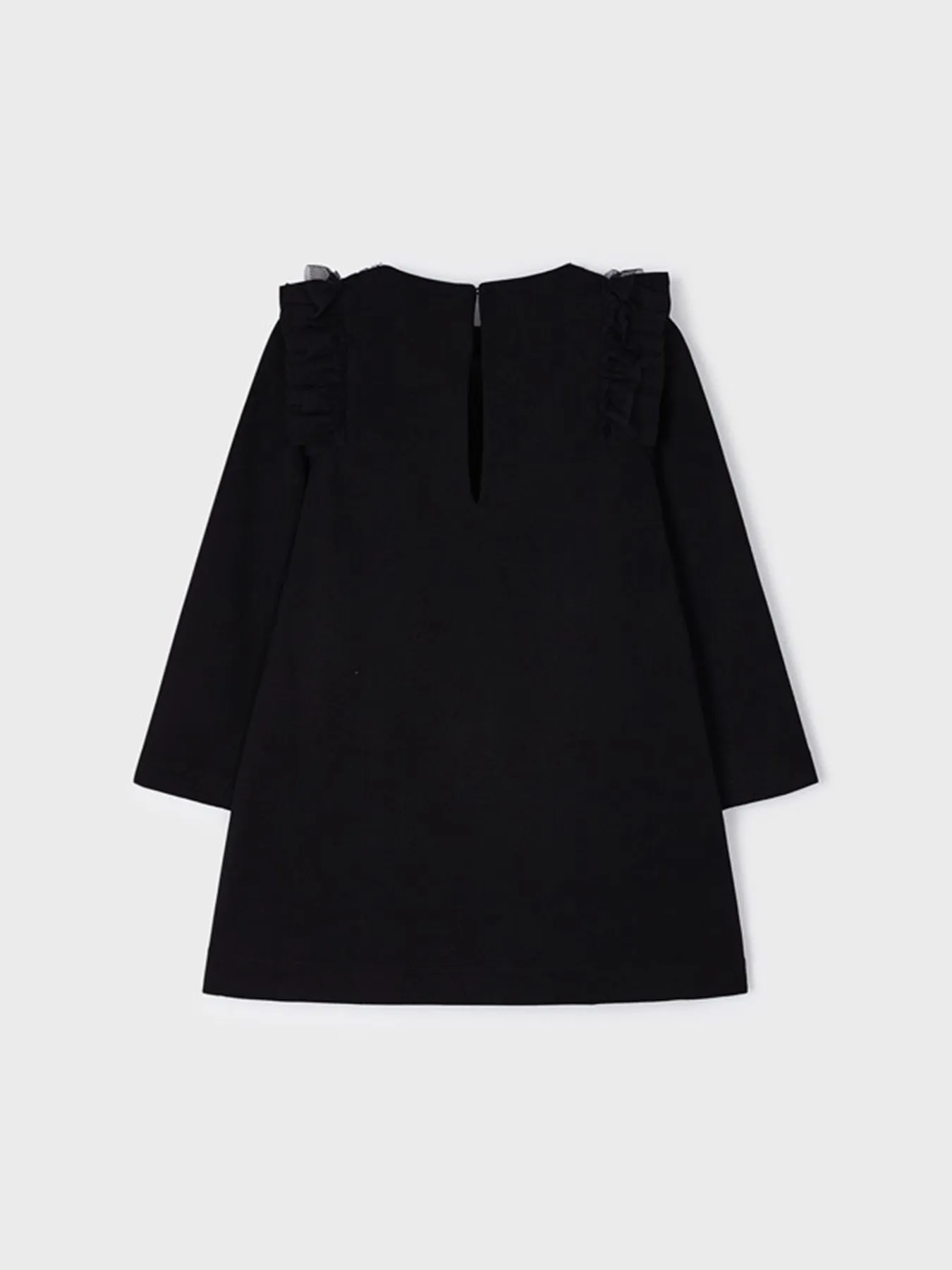 Mayoral Junior Girl Black & White Dogtooth Long Sleeve Dress