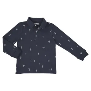 MAYORAL - Long Sleeve Printed Polo - Navy