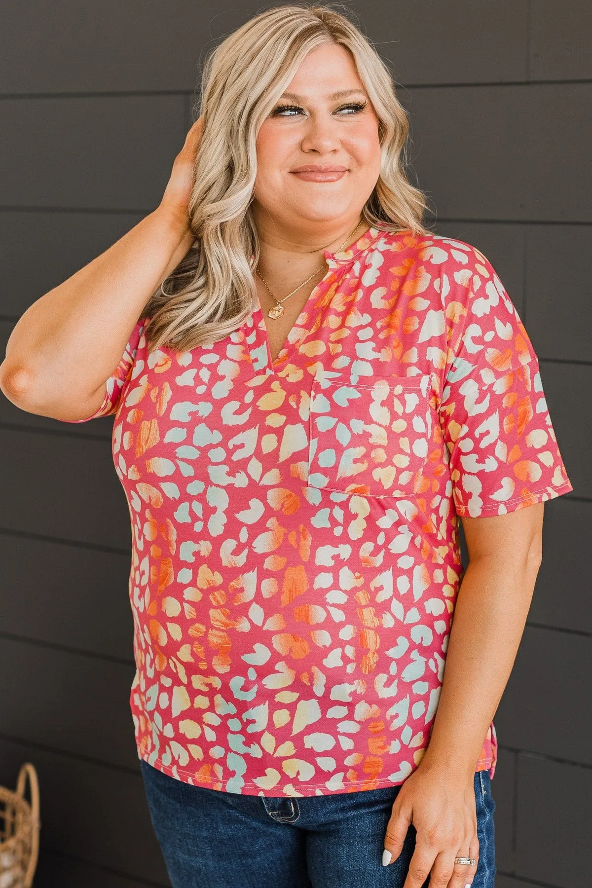 Memories Of You Printed Top- Pink