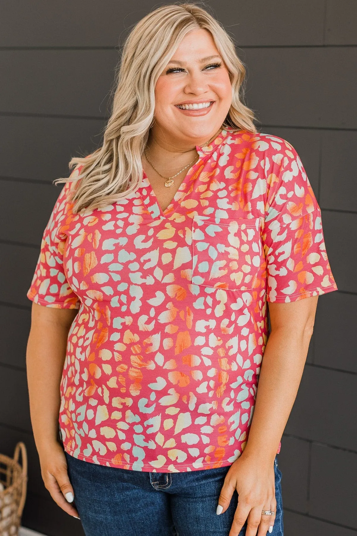 Memories Of You Printed Top- Pink