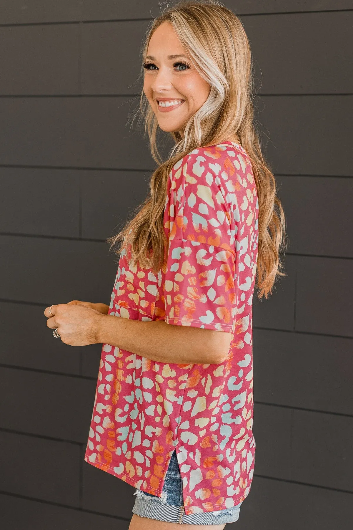 Memories Of You Printed Top- Pink