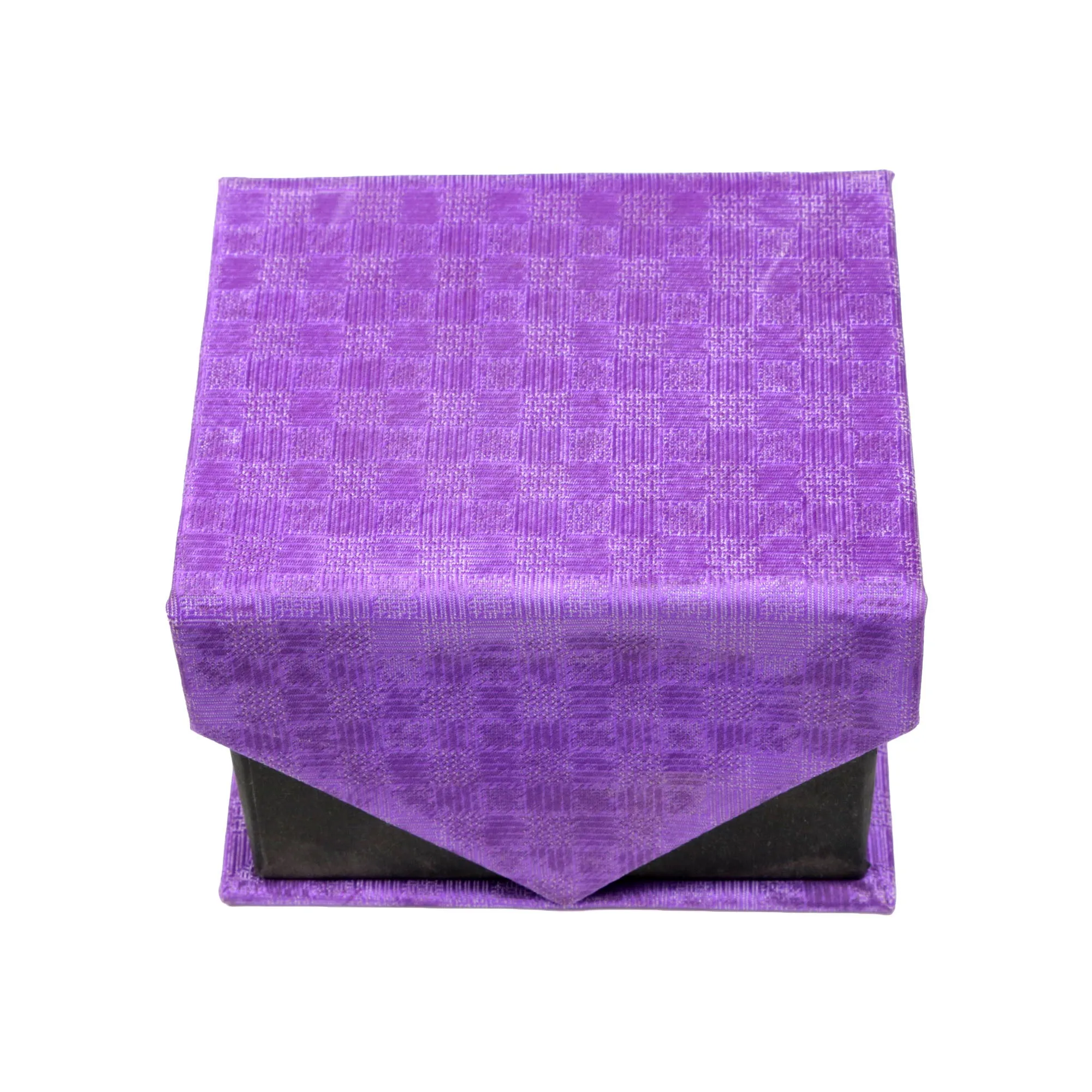 Men's Purple Boxy Geometric Pattern Design 4-pc Necktie Box Set