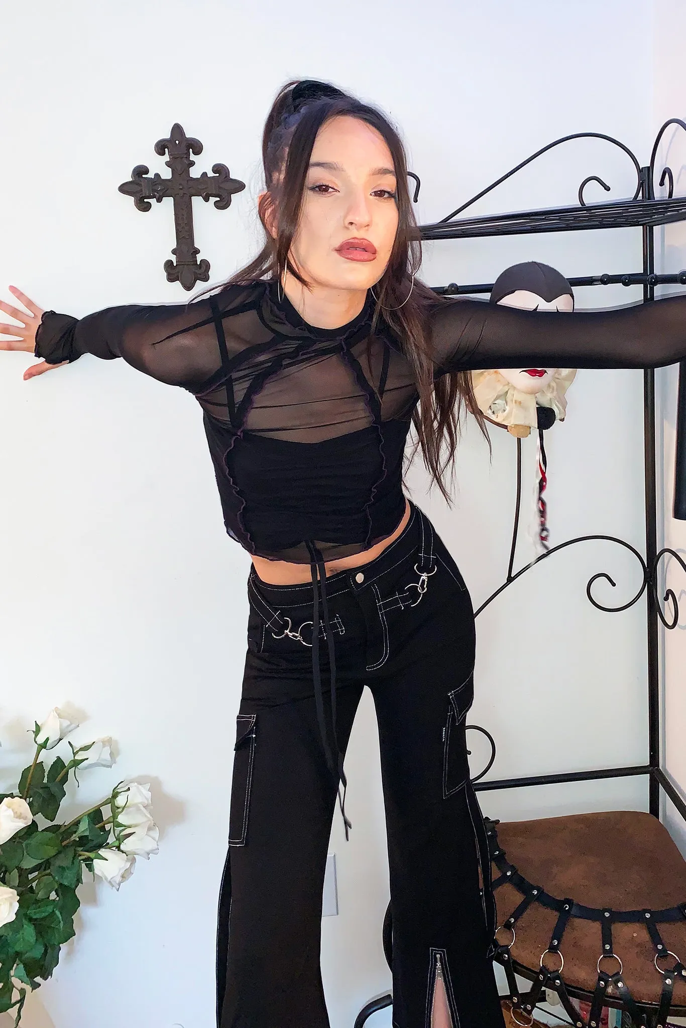 Mesh Pull Up Top Two Piece Set