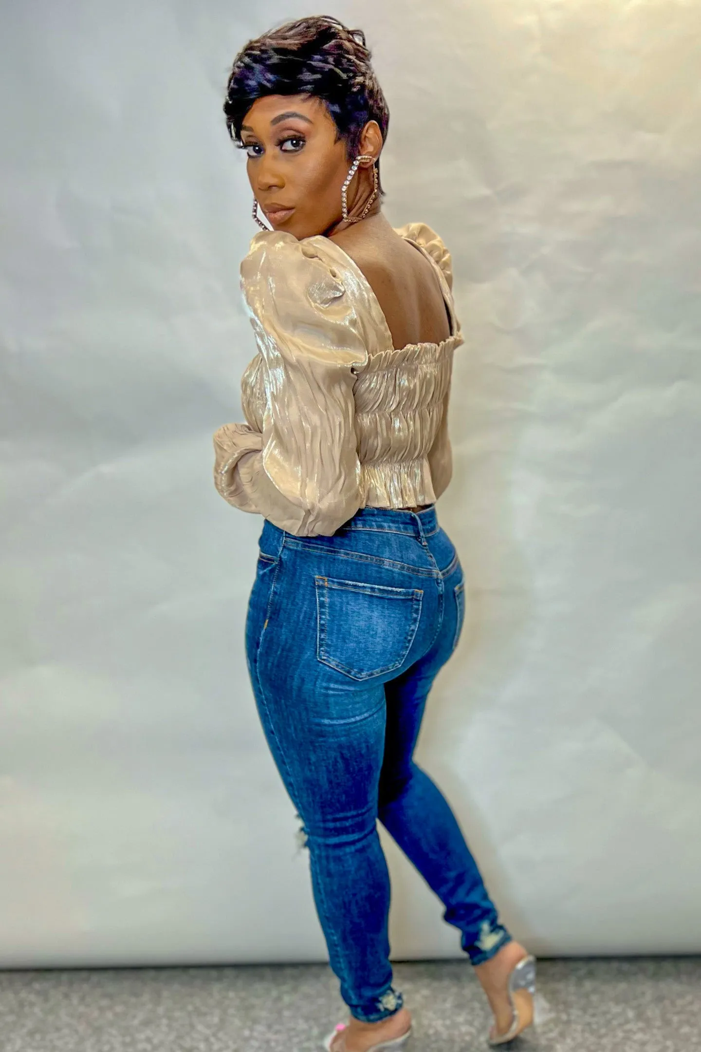 METALLIC IRIDESCENT EFFECT TOP