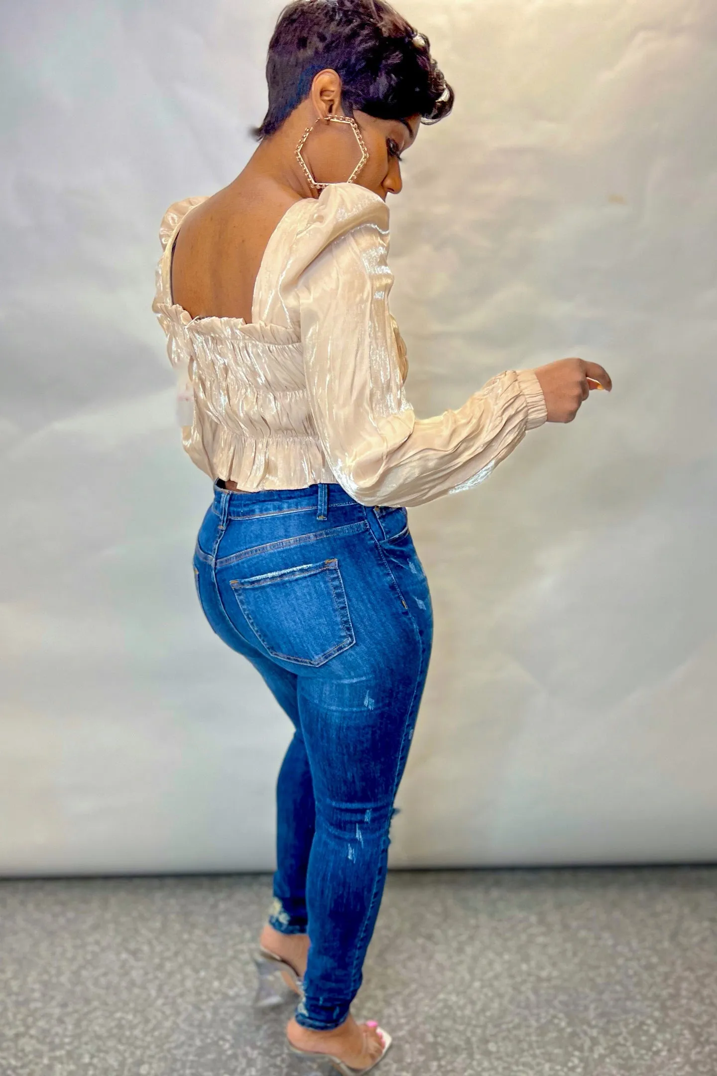 METALLIC IRIDESCENT EFFECT TOP