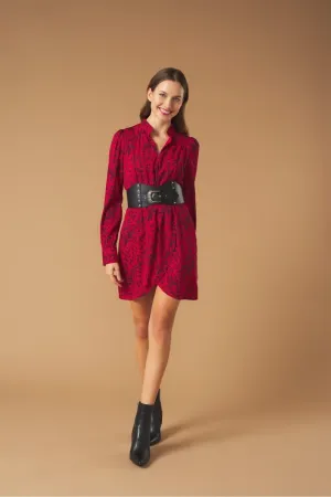 Minueto Lea Red Animal Print Mini Dress