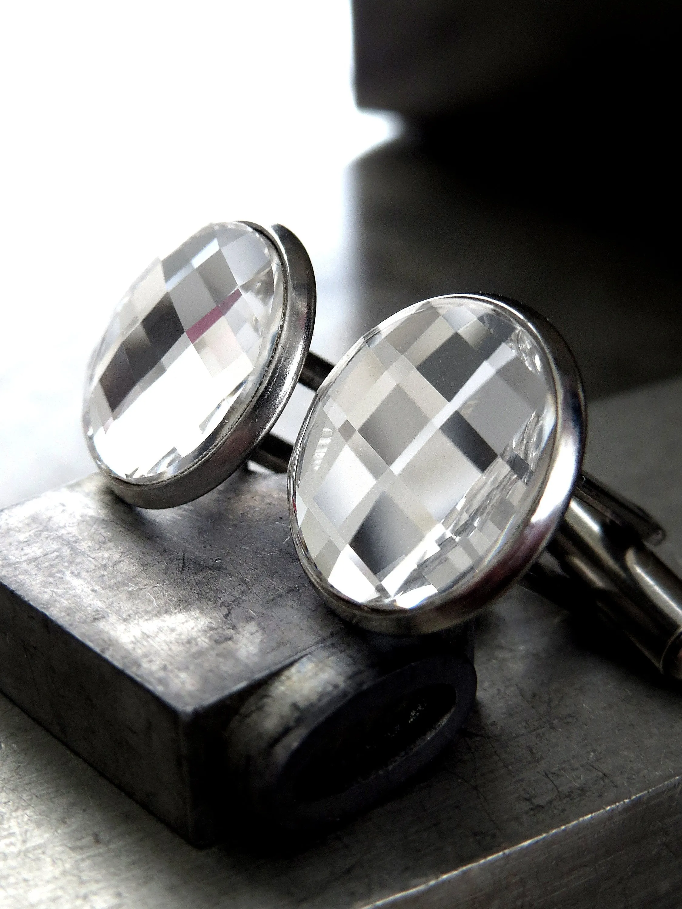 MIRROR - Clear Crystal Cufflinks