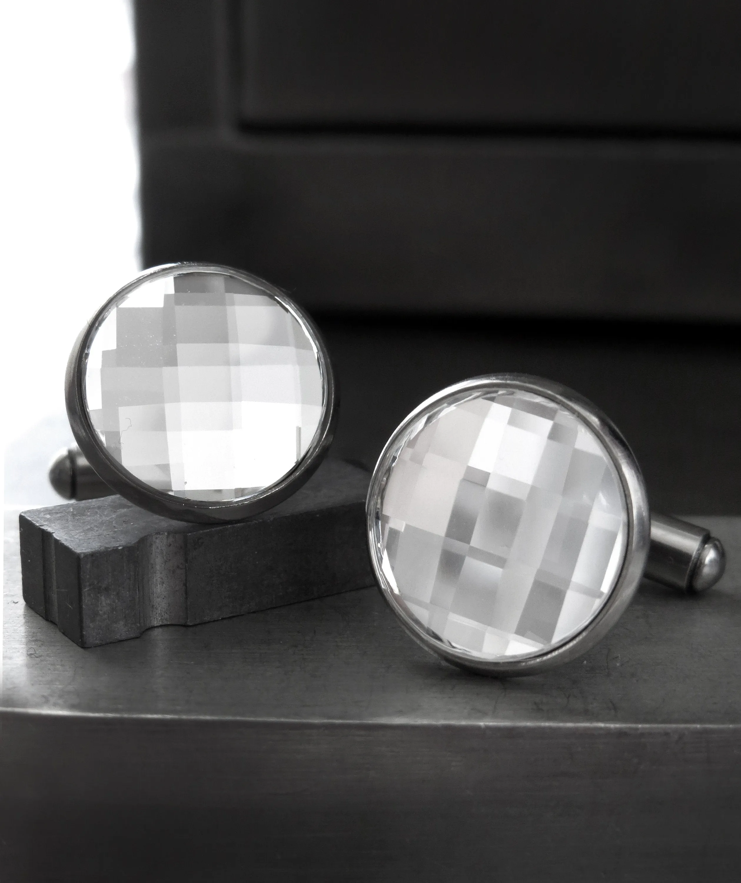 MIRROR - Clear Crystal Cufflinks