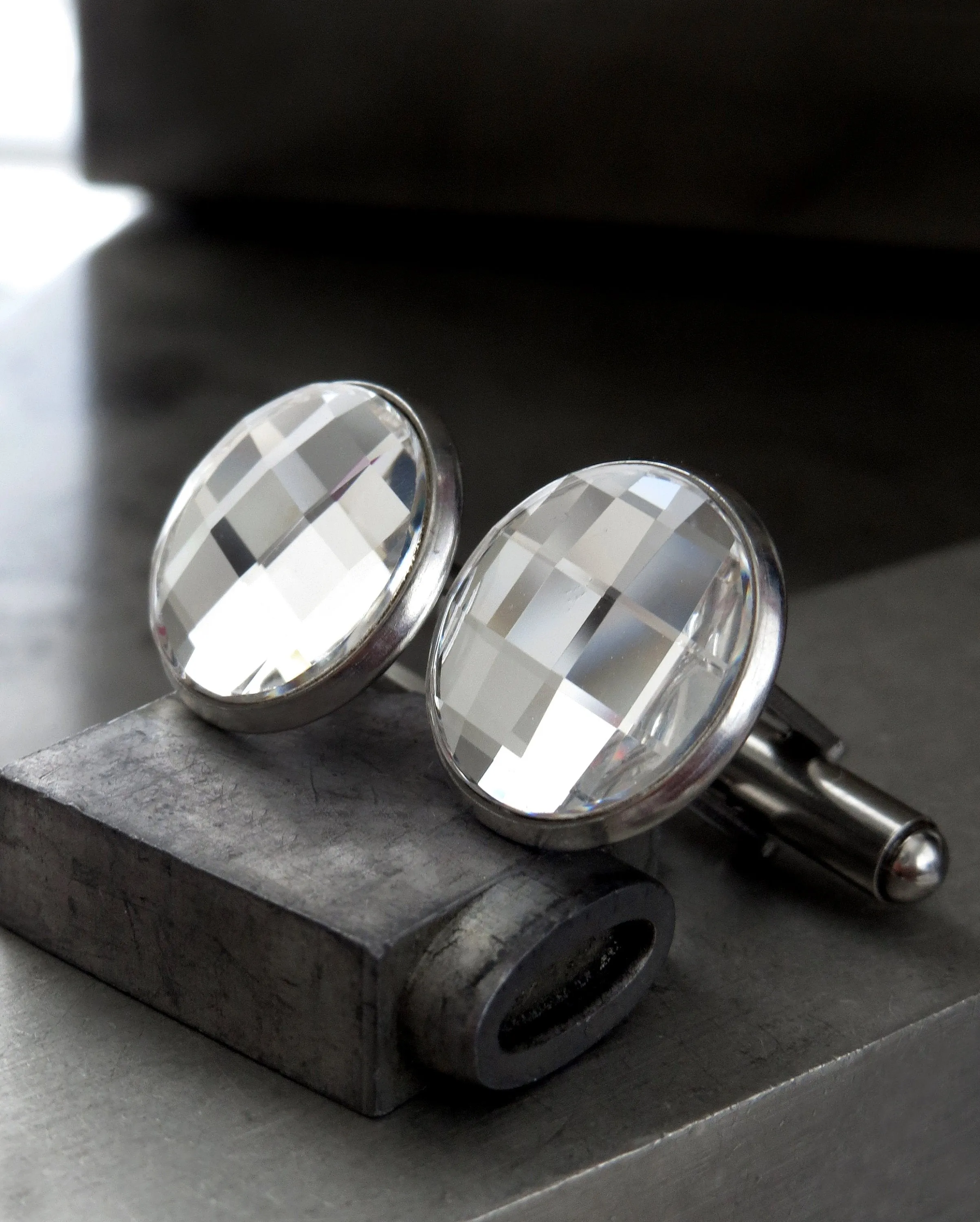 MIRROR - Clear Crystal Cufflinks