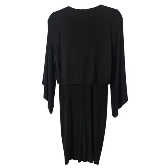 Misa Los Angeles Teget Mini Dress Bell Sleeve Black Draped Cocktail Small NWT