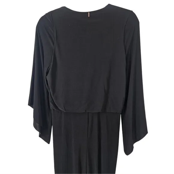 Misa Los Angeles Teget Mini Dress Bell Sleeve Black Draped Cocktail Small NWT