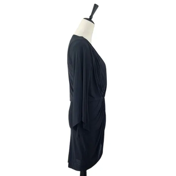 Misa Los Angeles Teget Mini Dress Bell Sleeve Black Draped Cocktail Small NWT