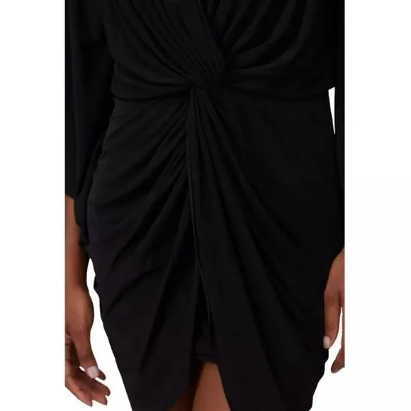 Misa Los Angeles Teget Mini Dress Bell Sleeve Black Draped Cocktail Small NWT