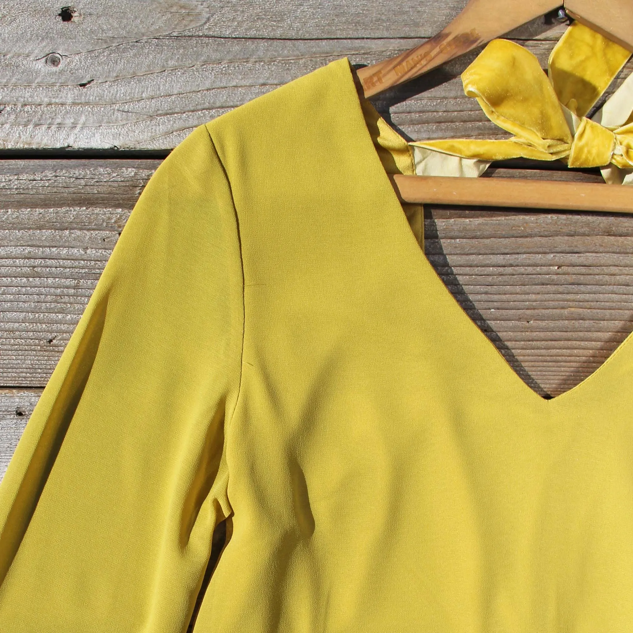 Moon & Feather Dress in Mustard