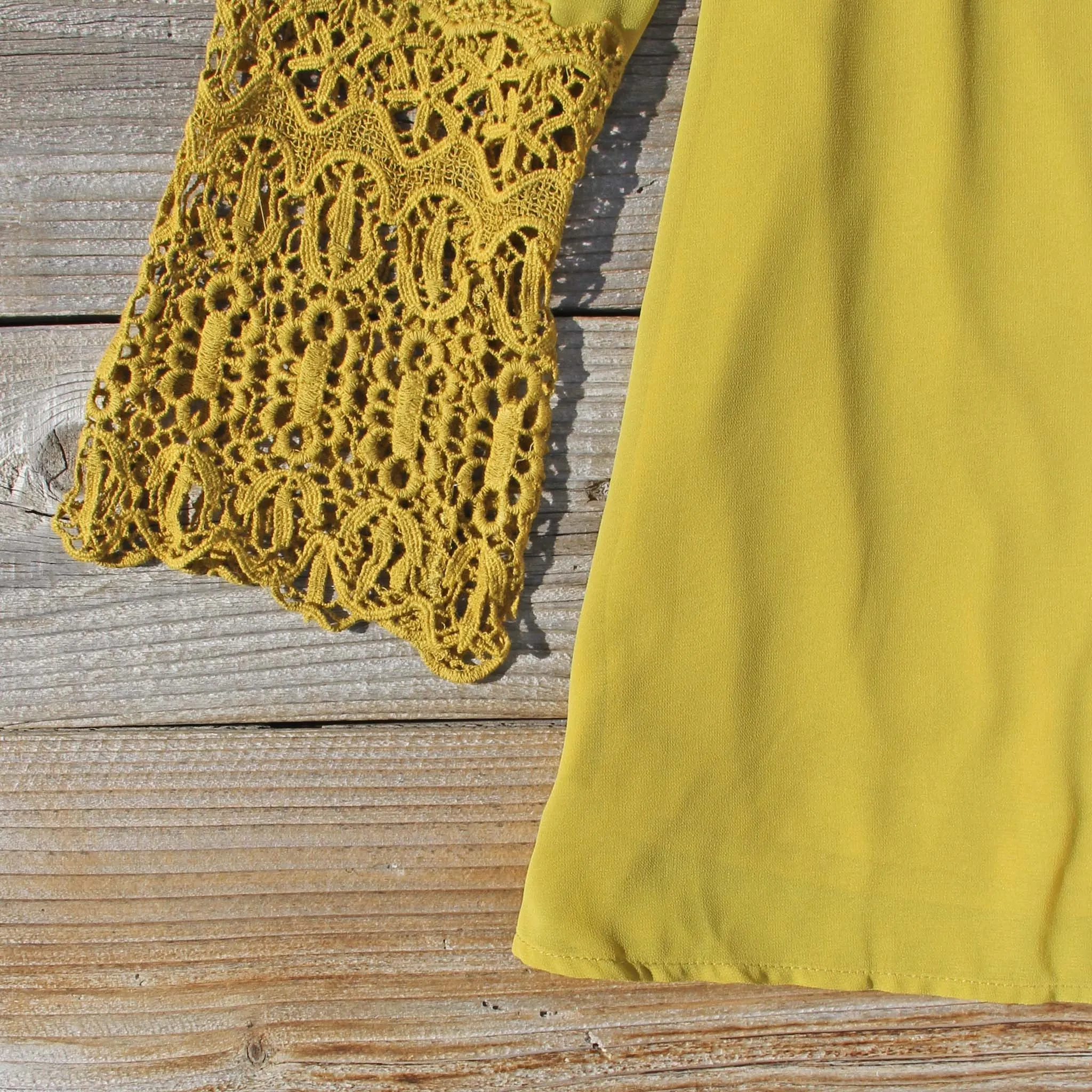 Moon & Feather Dress in Mustard