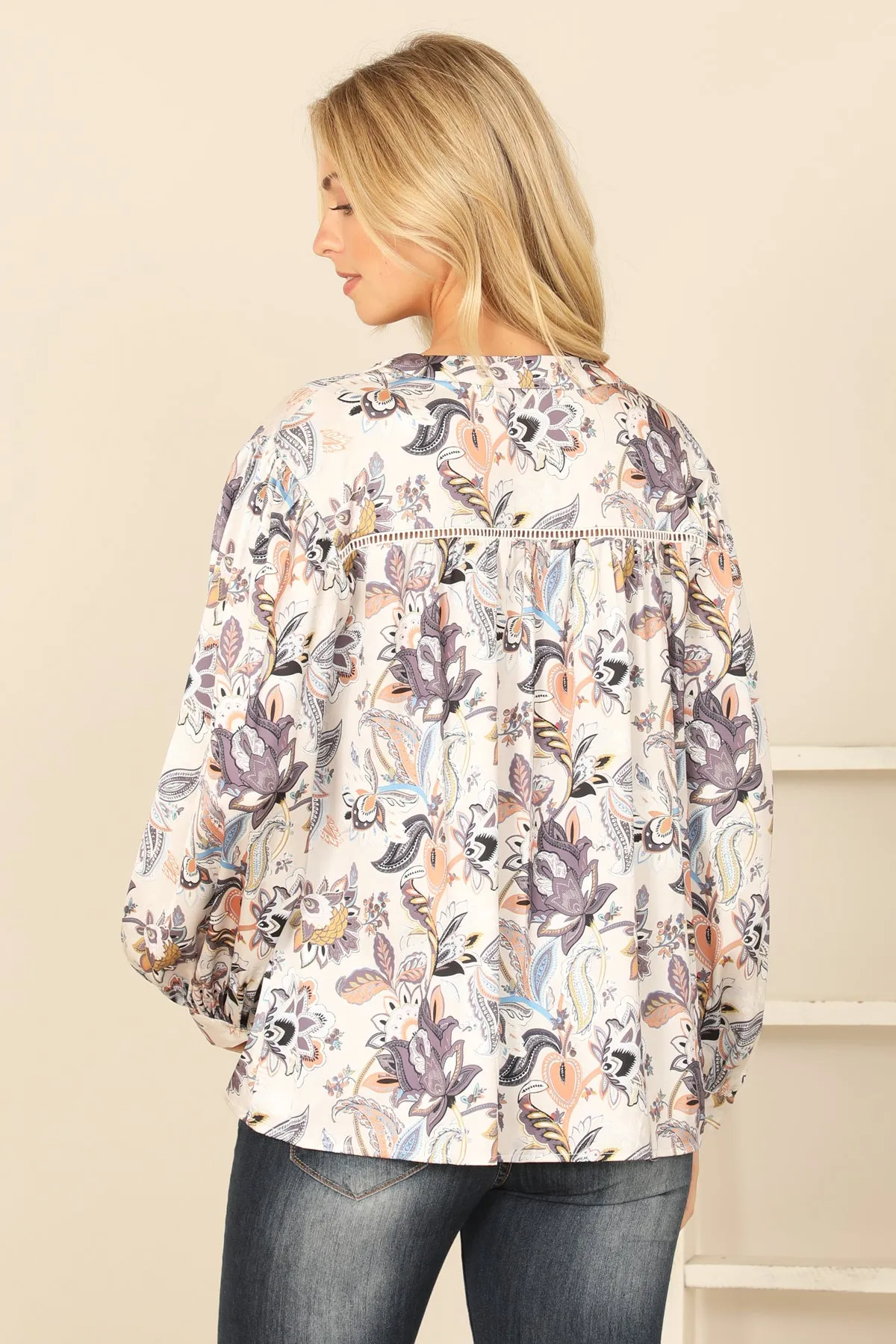 MULTI LONG SLEEVE PRINTED TOP