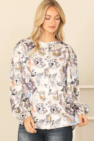 MULTI LONG SLEEVE PRINTED TOP