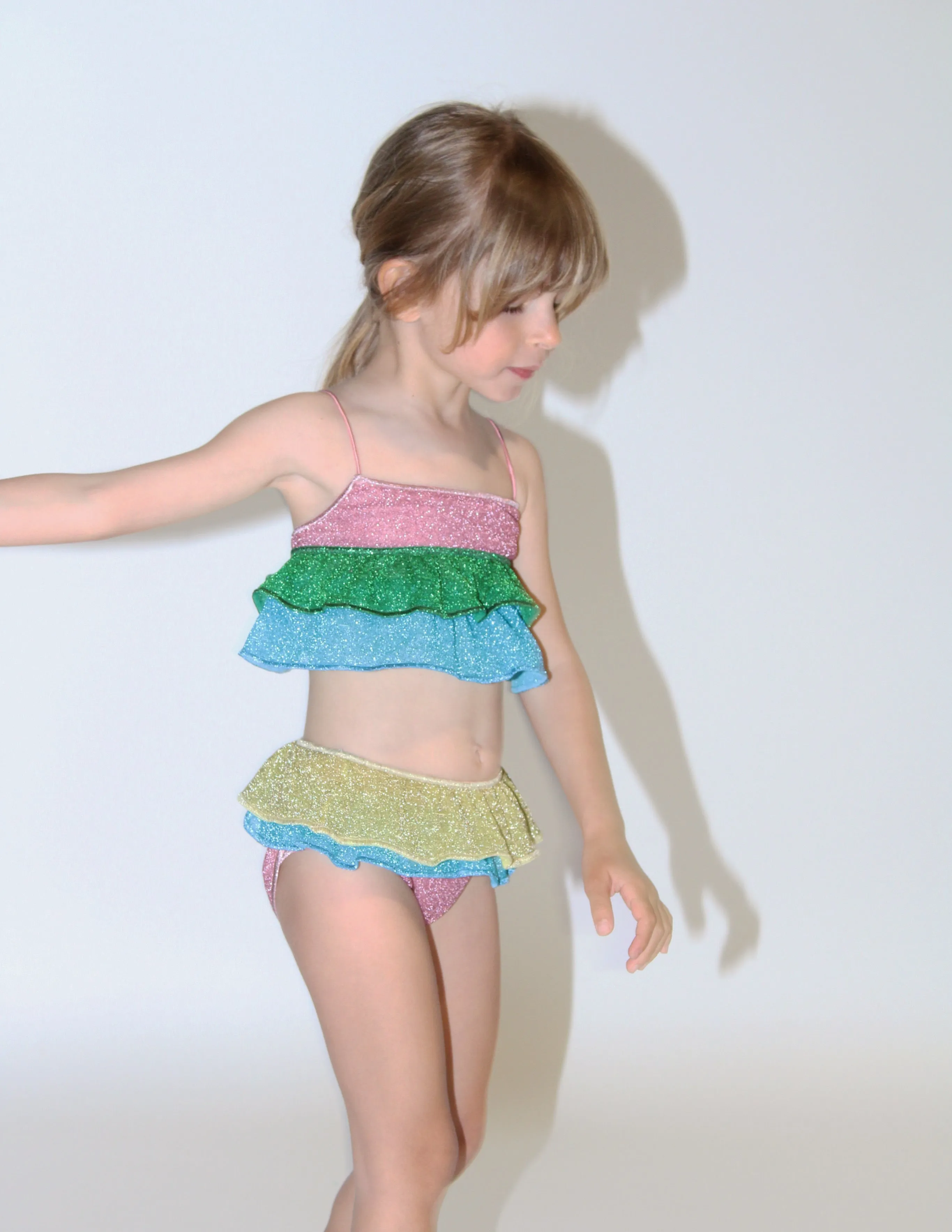 Multicolor Lurex Ruffled Bikini