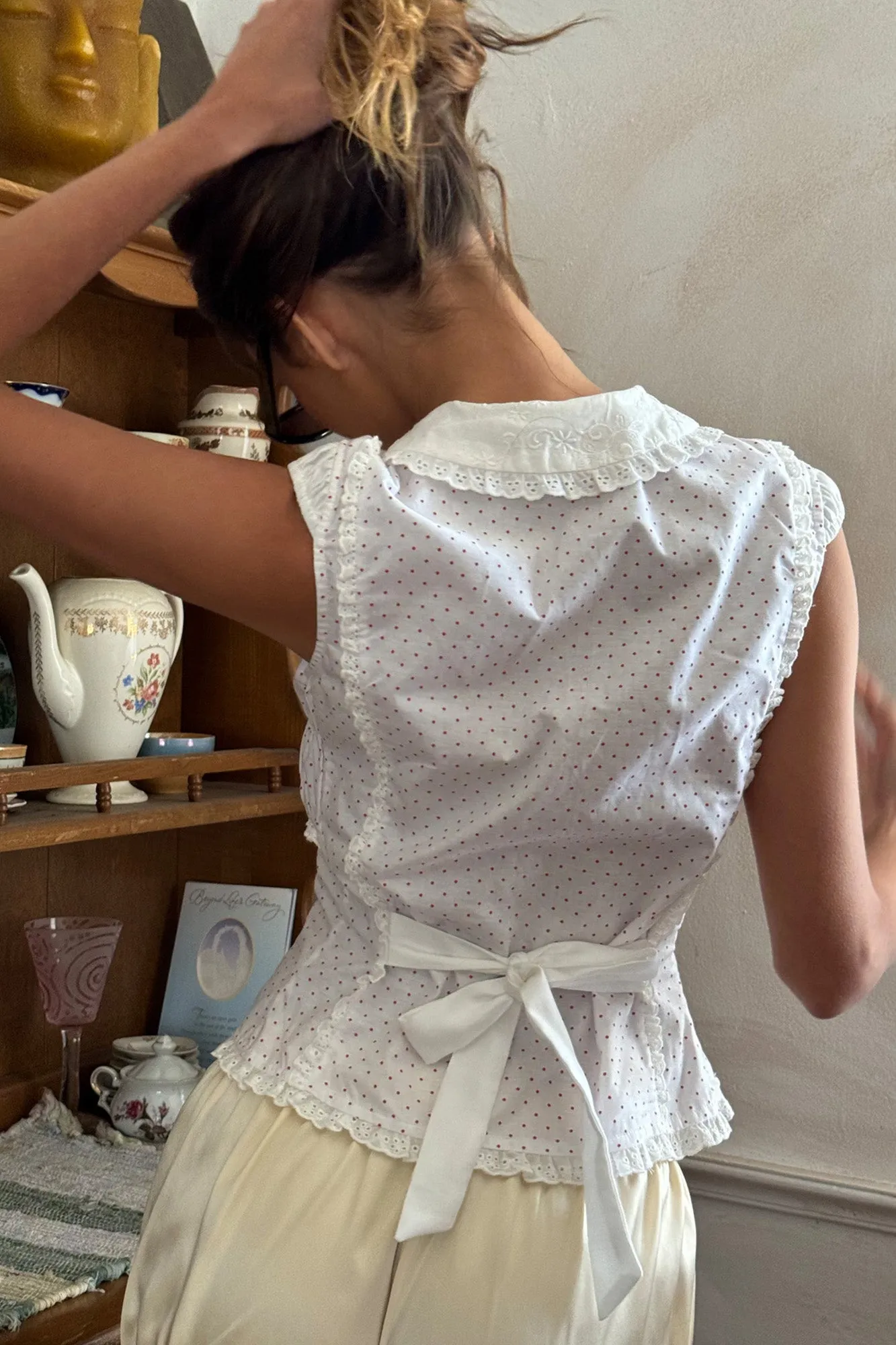 NADENE TOP - SCARLET POLKA DOT
