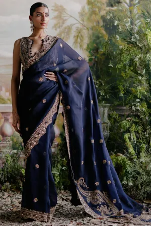 Navy Blue Saree Set