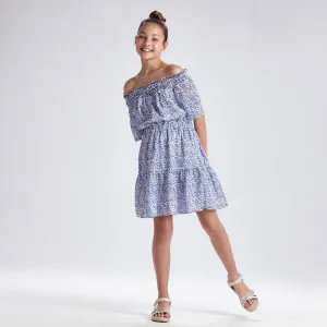 Navy Leopard Chiffon Dress