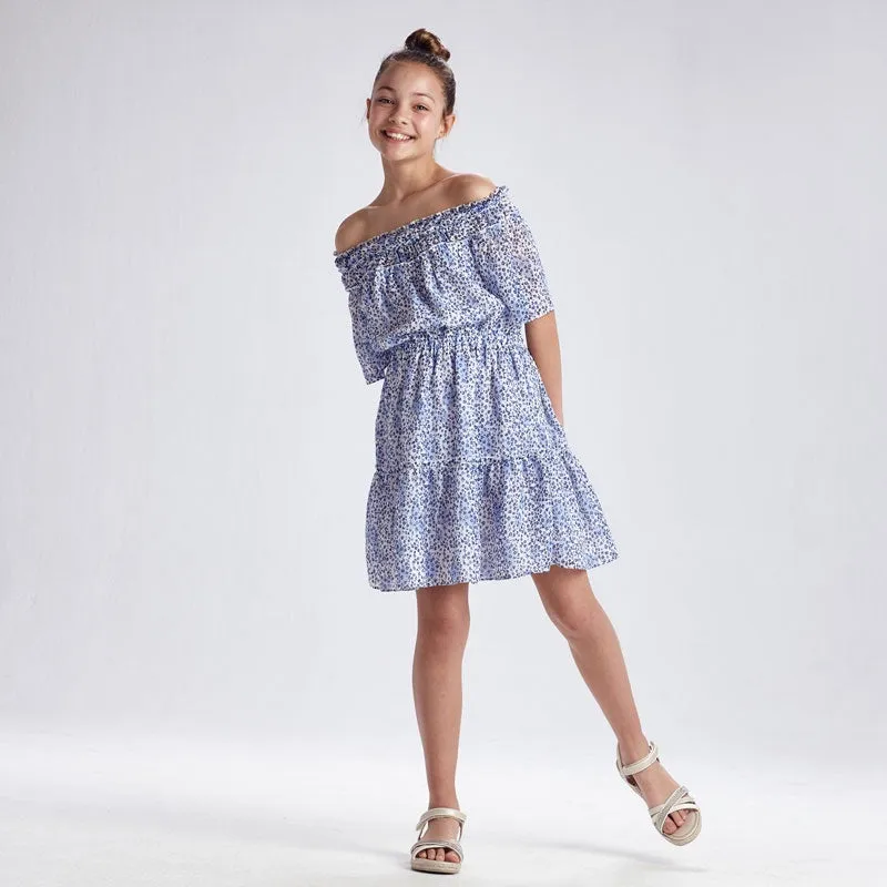 Navy Leopard Chiffon Dress