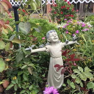 New in box! Beautiful 2 Tone Polyresin Stone Statue "Basking in God's Glory" Use Indoors or Out! 18", Retails $90 w/tax!