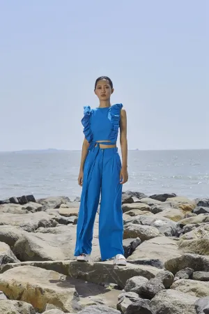 New Season Summer/Fall 24-Top Overlap Cotton Blue-MT Overlap Top-NA Slub Blue-Fashion Edit Mati