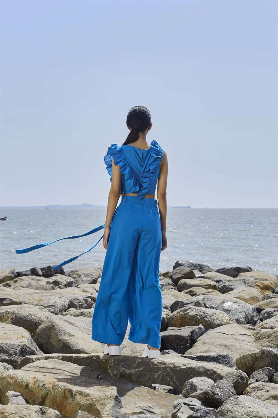New Season Summer/Fall 24-Top Overlap Cotton Blue-MT Overlap Top-NA Slub Blue-Fashion Edit Mati