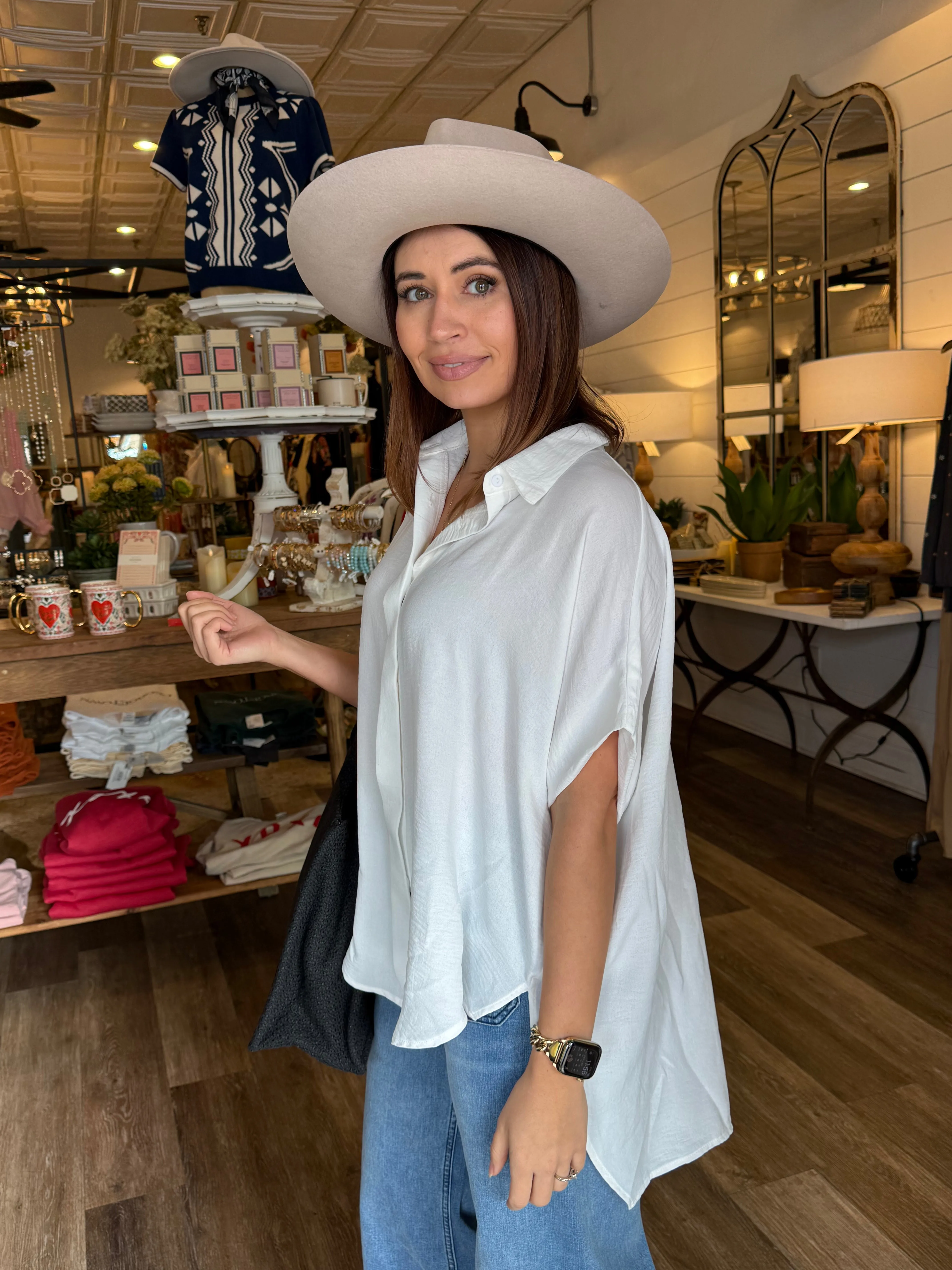 Nina Button Down Hi-Lo Top
