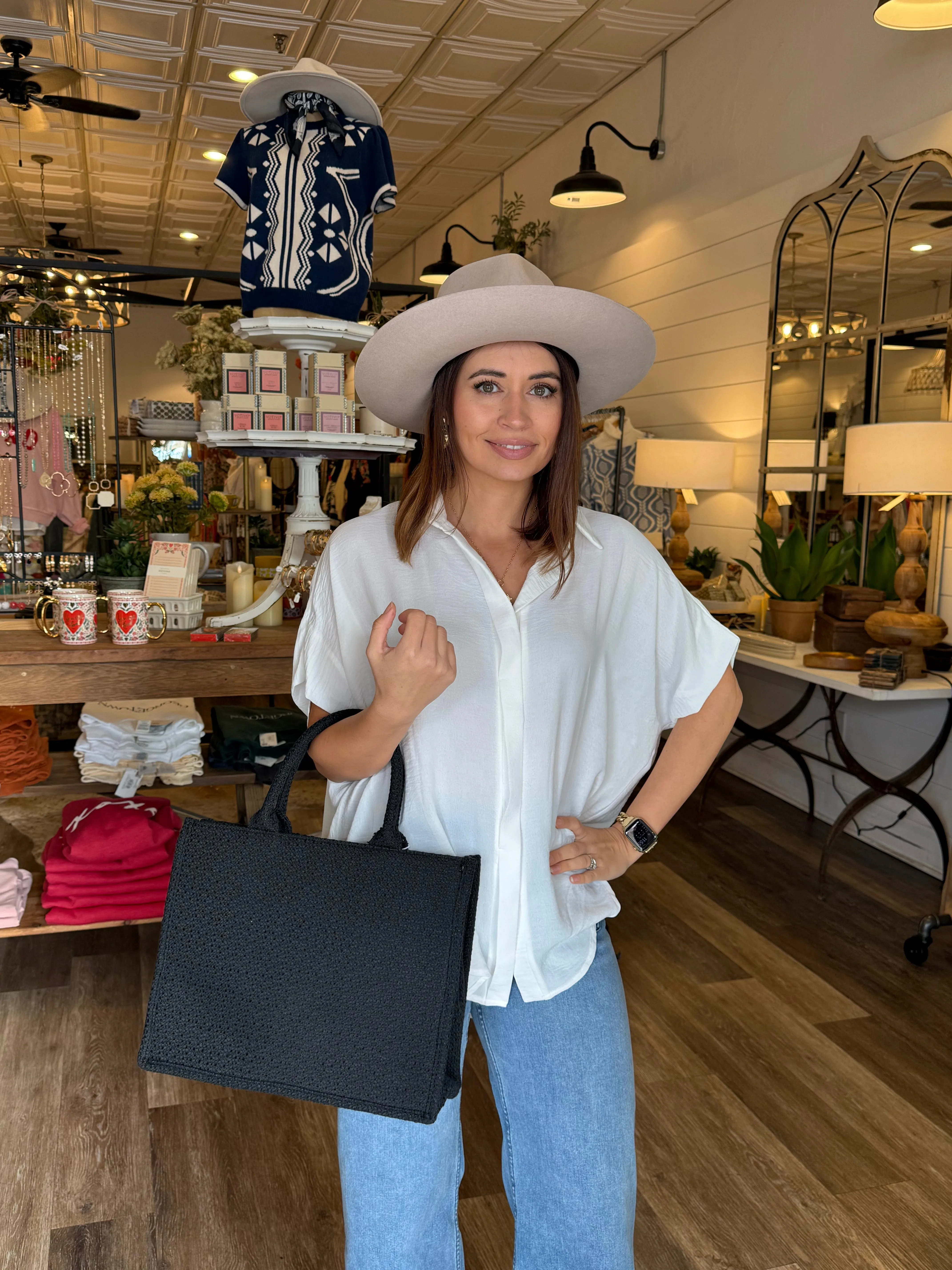 Nina Button Down Hi-Lo Top