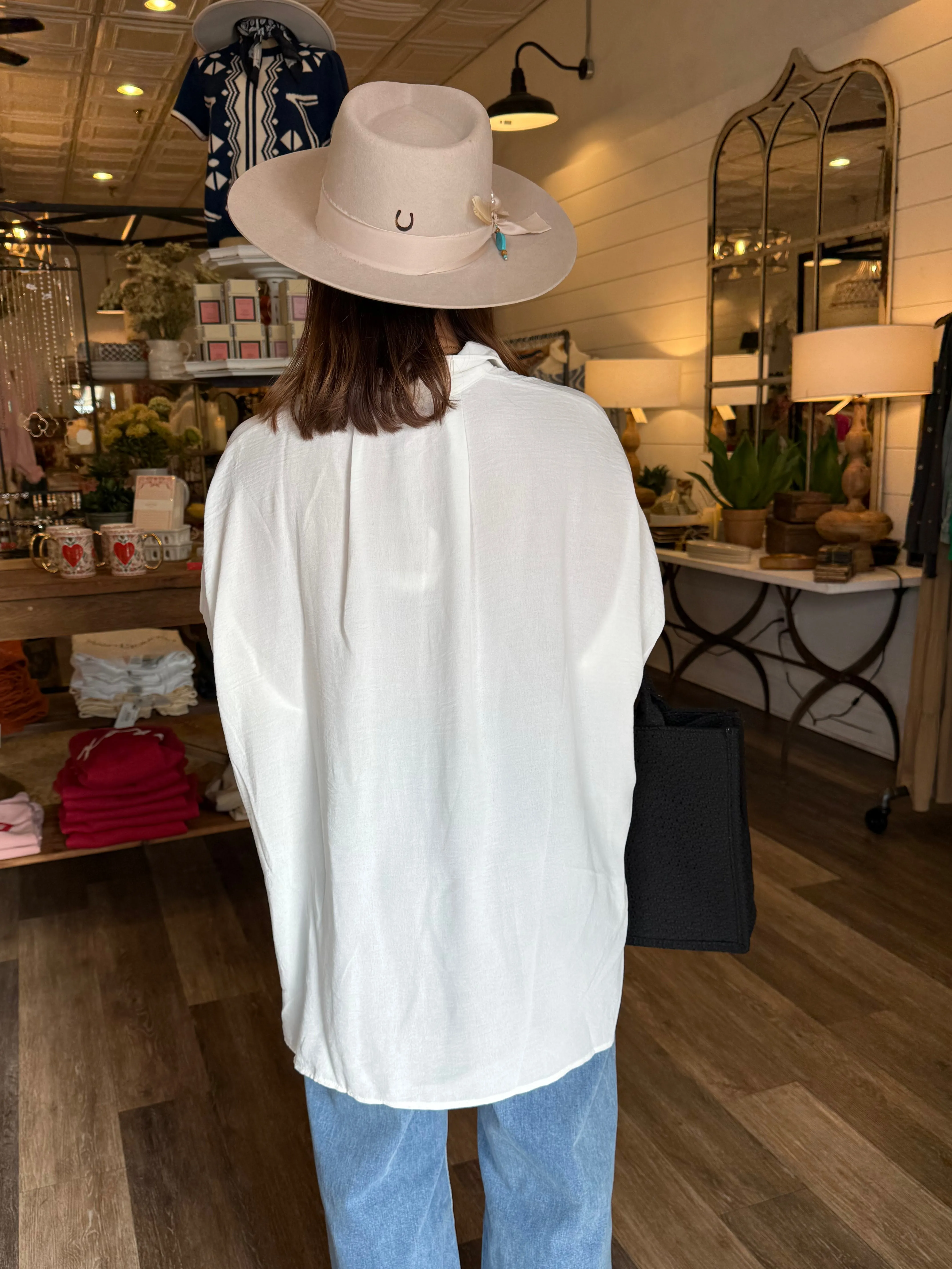 Nina Button Down Hi-Lo Top