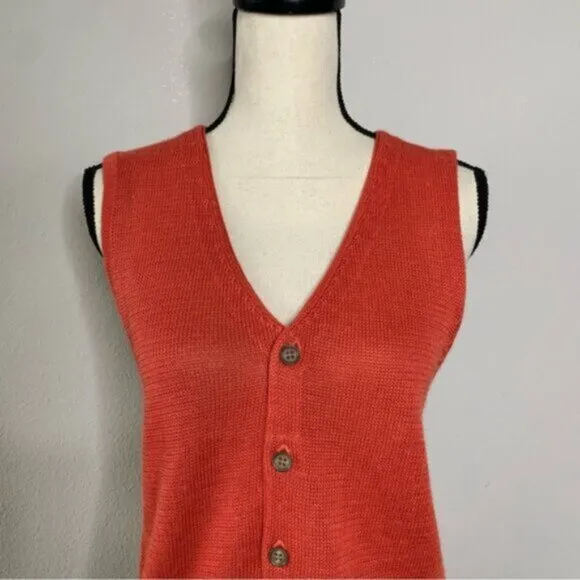 NWT Comme Ca Ism Preppy Orange and Cream Vest
