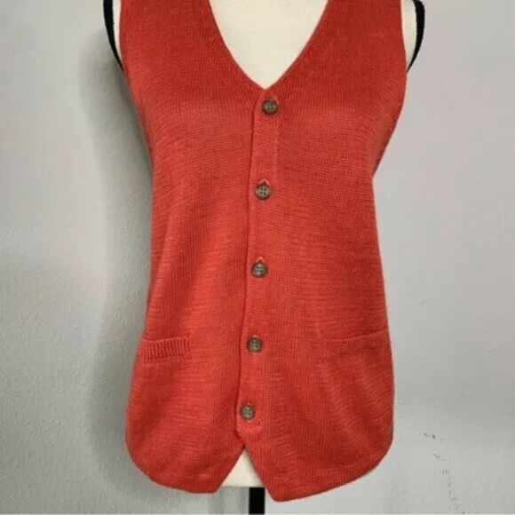 NWT Comme Ca Ism Preppy Orange and Cream Vest