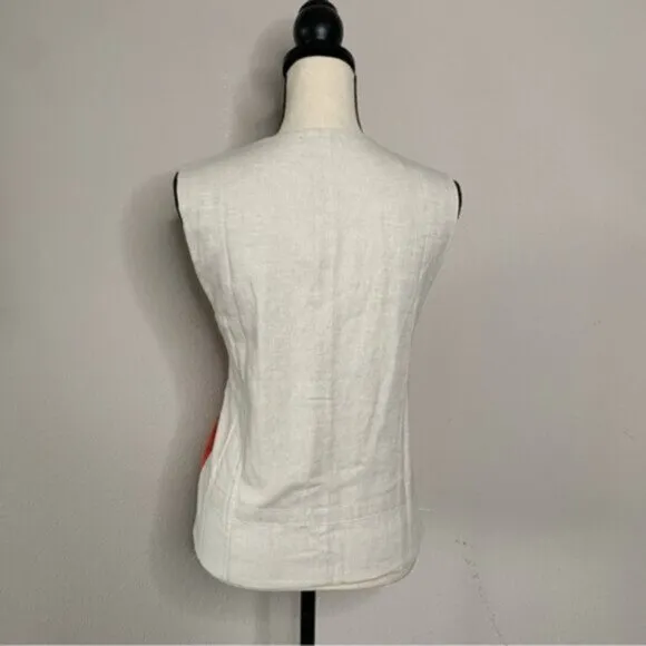 NWT Comme Ca Ism Preppy Orange and Cream Vest