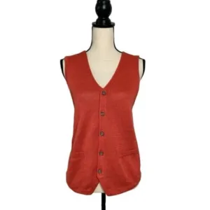 NWT Comme Ca Ism Preppy Orange and Cream Vest