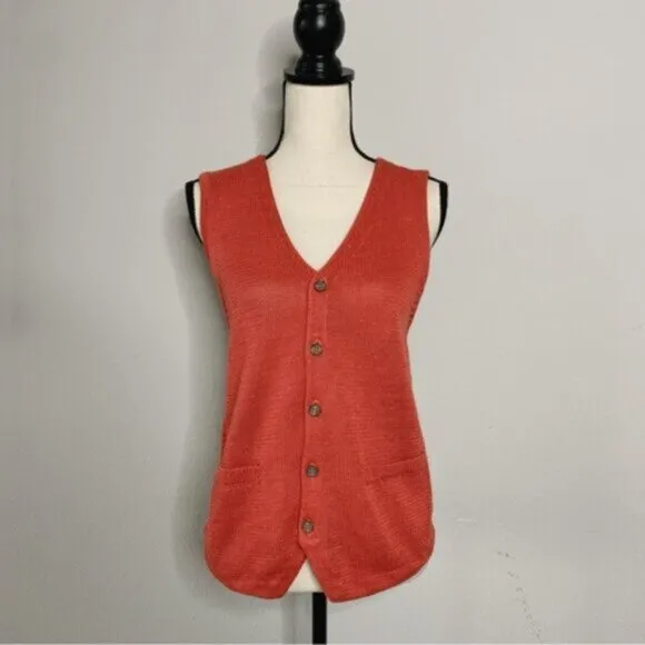 NWT Comme Ca Ism Preppy Orange and Cream Vest