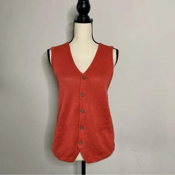NWT Comme Ca Ism Preppy Orange and Cream Vest