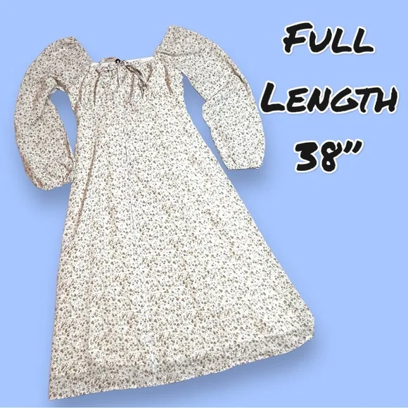 NWT Vernacular Peasant Style Midi Dress in Antique Floral Print. Size Small 🌸