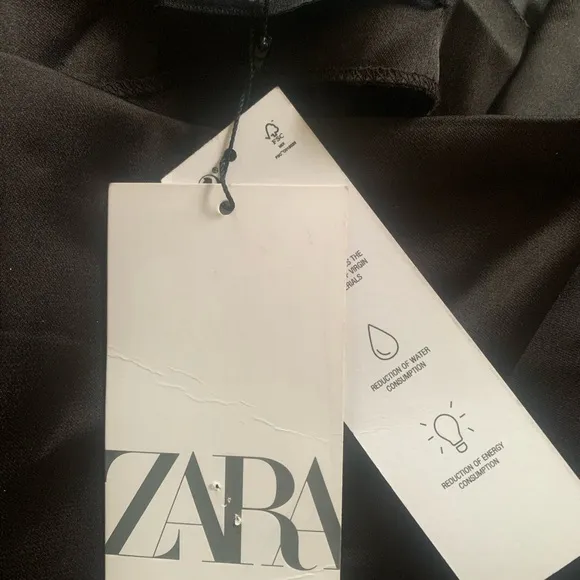 NWT Zara Black Satin Lingerie Style Draped Midi Dress Size S
