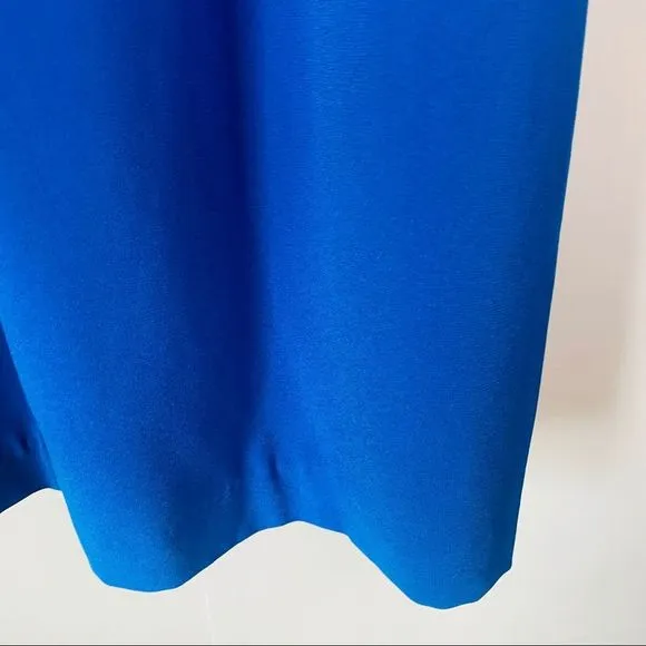NWT HALSTON Royal Blue Beaded Collared Cold Shoulder Sleeve Draped Mini Dress