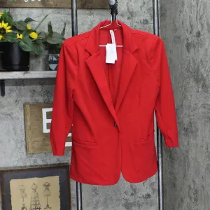 Ny Collection Womens Petite 3/4 Ruched Sleeve Scuba Crepe Blazer Jacket PSCJ0151
